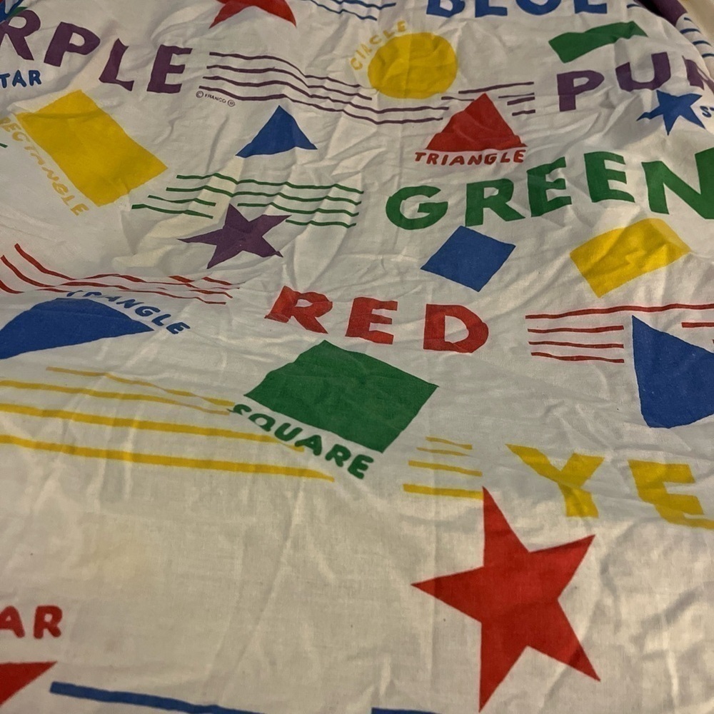 Colors & Shapes Fitted Twin Sheet Vintage Franco Primary Colors